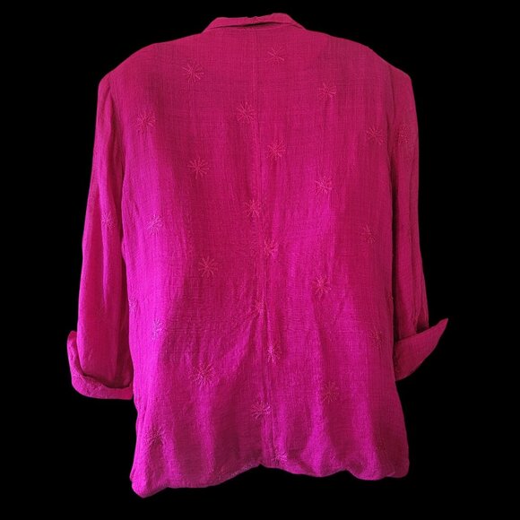 Vtg Woven Silk Blazer Jacket With Embroidered Starburst Design Size XL - Picture 3 of 9